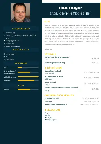 Hasta Bakıcı Cv Örnekleri cv indir